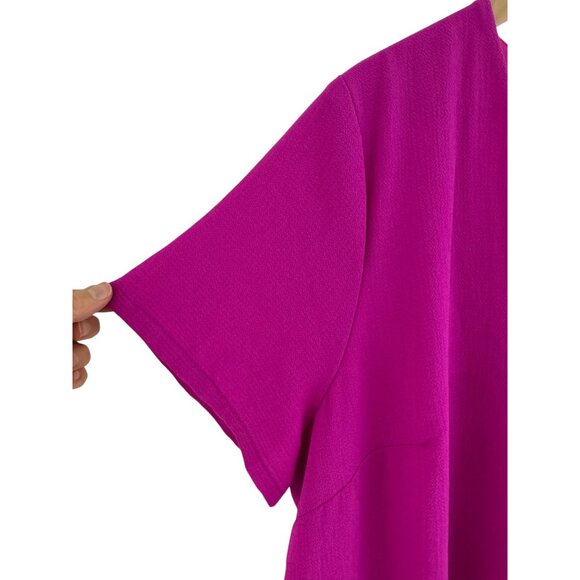 Bright Fuchsia V-Neck Tunic Shift Dress w/Pockets Size 2X 18 20 Plus Sz Summer - Picture 2 of 7
